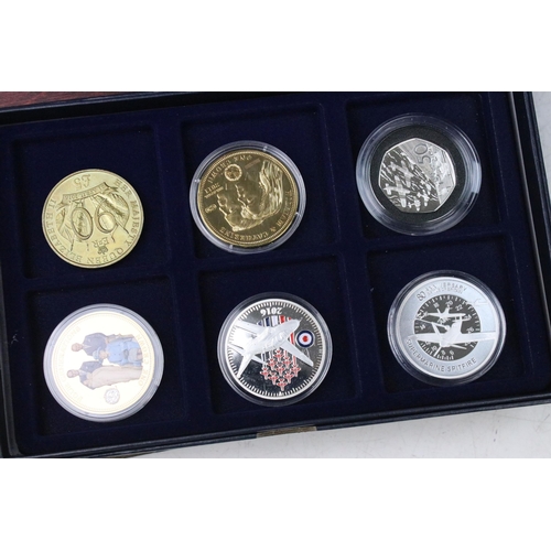 188 - A large collection of proof like collectors coins, mostly silver and gold plated commemorative examp... 