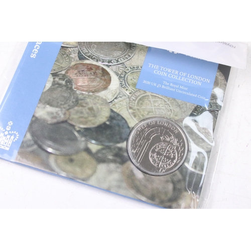 232 - A collection of ten Royal Mint United Kingdom £5 collectors coins to include The Tower of London, Ro... 