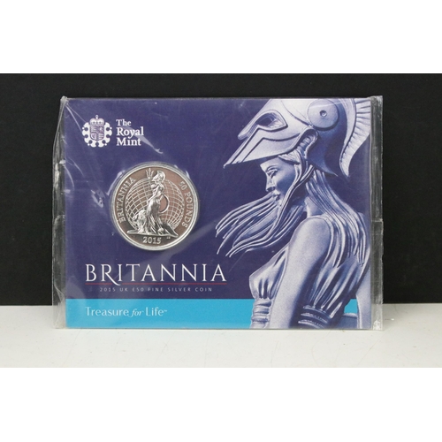 238 - Two Royal Mint United Kingdom £50 fine silver brilliant uncirculated coins to include 2015 and 2016 ... 