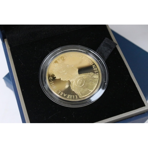 247 - A Royal Mint United Kingdom 2012 Queens Diamond Jubilee gold plated silver £5 coin encapsulated with... 