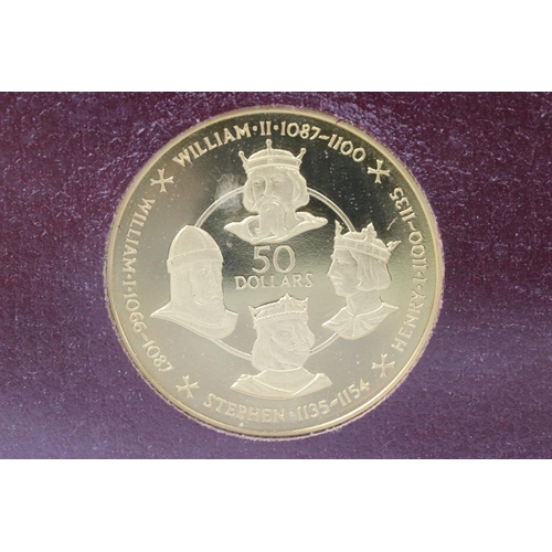 280 - A Cayman Islands 1980 Fifty Dollar Queen Elizabeth II House of Normandy commemorative gold proof coi... 