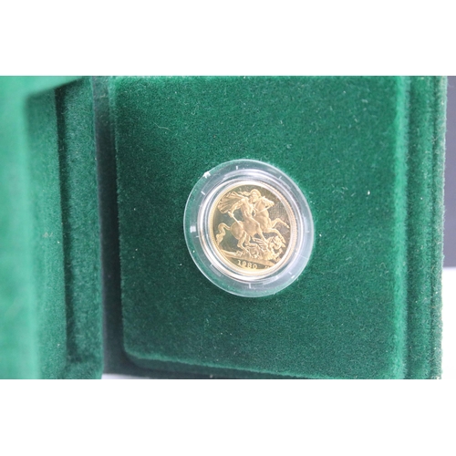 282 - A Royal Mint United Kingdom Queen Elizabeth II 1980 gold proof full sovereign coin encapsulated with... 