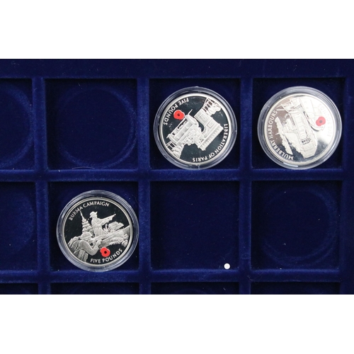 286 - A collection of fifteen 'The Route To Victory' coin collection, fifteen encapsulated silver coins wi... 