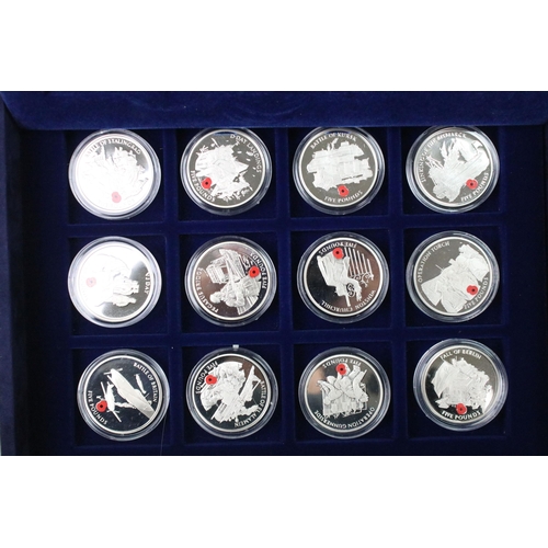 286 - A collection of fifteen 'The Route To Victory' coin collection, fifteen encapsulated silver coins wi... 