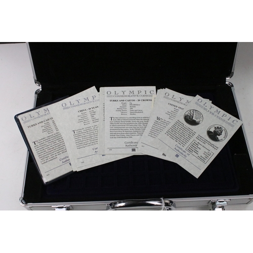 290 - A collection of thirty seven fine silver and sterling silver proof Olympic coins, all encapsulated w... 