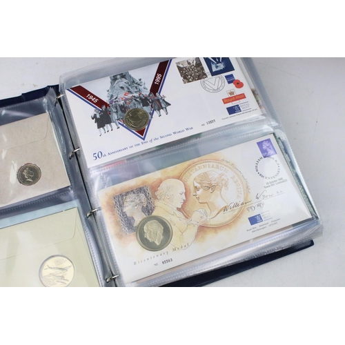 292 - A collection of Royal Mint / Royal Mail stamp & coin covers to include 50p, £1, £2 and £5 examples c... 