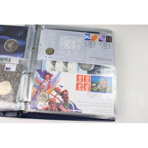 292 - A collection of Royal Mint / Royal Mail stamp & coin covers to include 50p, £1, £2 and £5 examples c... 