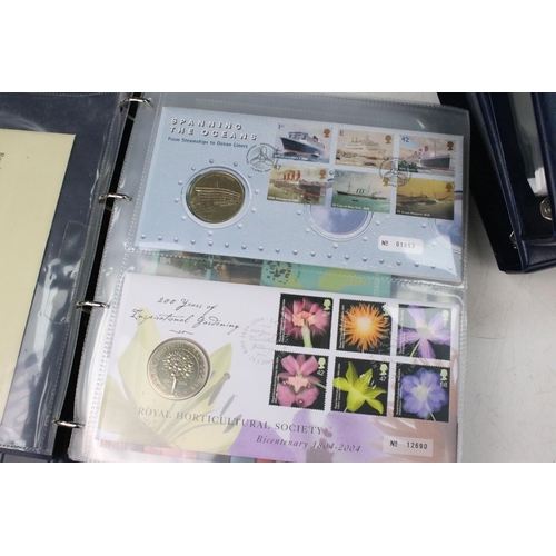 292 - A collection of Royal Mint / Royal Mail stamp & coin covers to include 50p, £1, £2 and £5 examples c... 