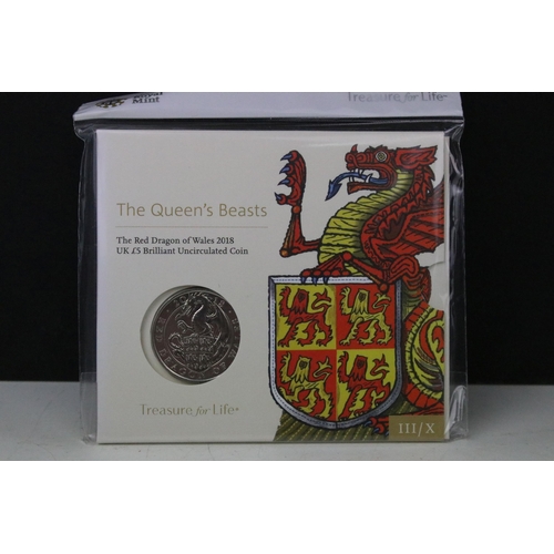 5 - A collection of ten British Royal Mint brilliant uncirculated £5 coins to include 2018 Pride of Engl... 