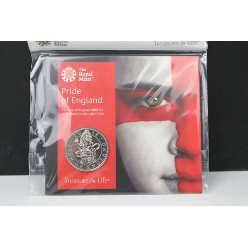 5 - A collection of ten British Royal Mint brilliant uncirculated £5 coins to include 2018 Pride of Engl... 