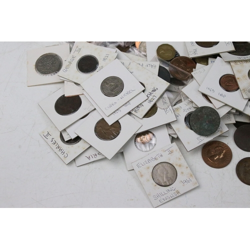 79 - A large collection of British pre decimal coins to include Fathings, pennies, half penny, florins, h... 