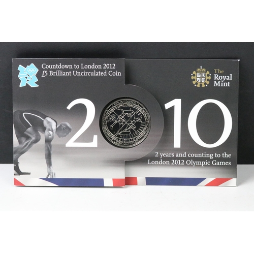 8 - A collection of nine British Royal Mint brilliant uncirculated £5 / Crown  coins to include 2001 Vic... 