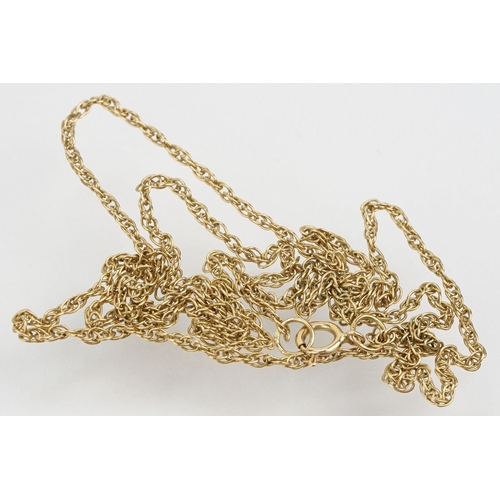 172 - 9ct gold rope twist necklace chain (hallmarked to jump link), together with a 9ct fancy link chain (... 