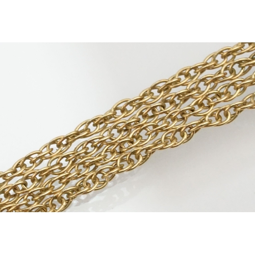 172 - 9ct gold rope twist necklace chain (hallmarked to jump link), together with a 9ct fancy link chain (... 