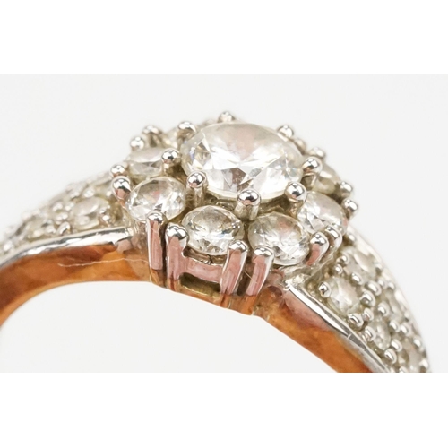 205 - 9ct gold and cz Windsor and Allen Princess Elizabeth two carat ring. The ring being set with a clust... 