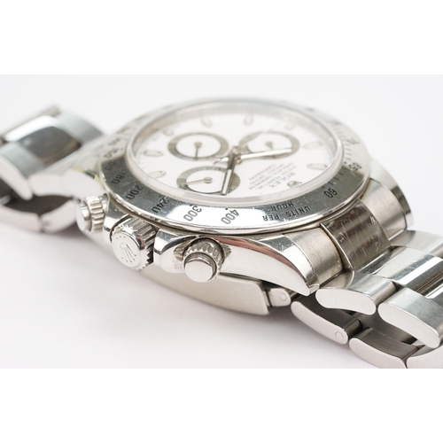 283 - Rolex Oyster Perpetual Cosmograph Daytona stainless steel wristwatch. White face, reference no. 1165... 