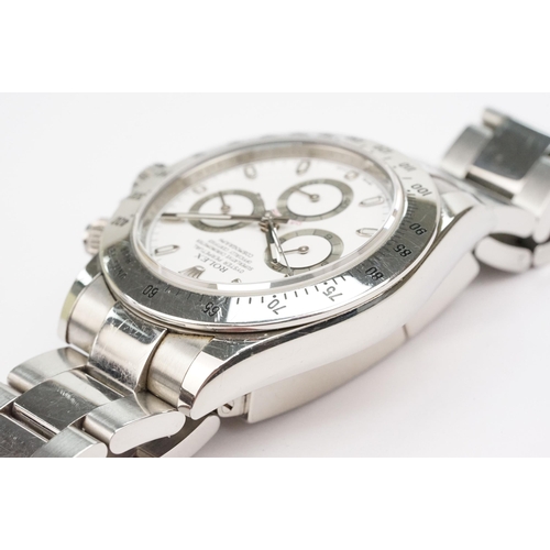 283 - Rolex Oyster Perpetual Cosmograph Daytona stainless steel wristwatch. White face, reference no. 1165... 