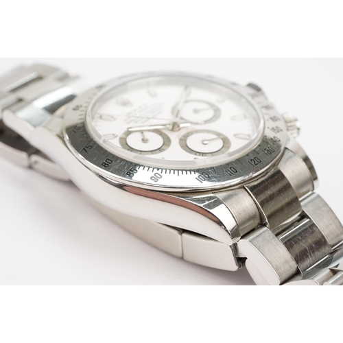 283 - Rolex Oyster Perpetual Cosmograph Daytona stainless steel wristwatch. White face, reference no. 1165... 