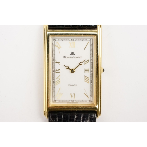 289 - Maurice Lacroix quartz wrist watch having a white face with a rectangular face with white dial and r... 