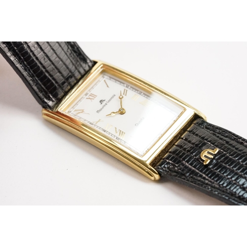 289 - Maurice Lacroix quartz wrist watch having a white face with a rectangular face with white dial and r... 