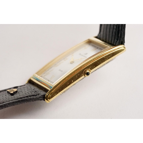 289 - Maurice Lacroix quartz wrist watch having a white face with a rectangular face with white dial and r... 