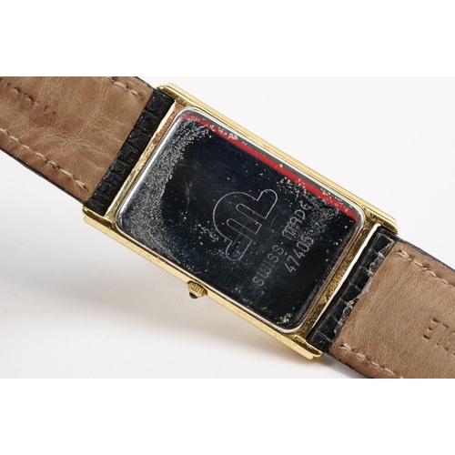 289 - Maurice Lacroix quartz wrist watch having a white face with a rectangular face with white dial and r... 