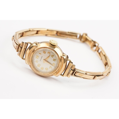 290 - Two vintage 9ct gold wrist watches to include a Peerex watch with round face and arabic numerals to ... 