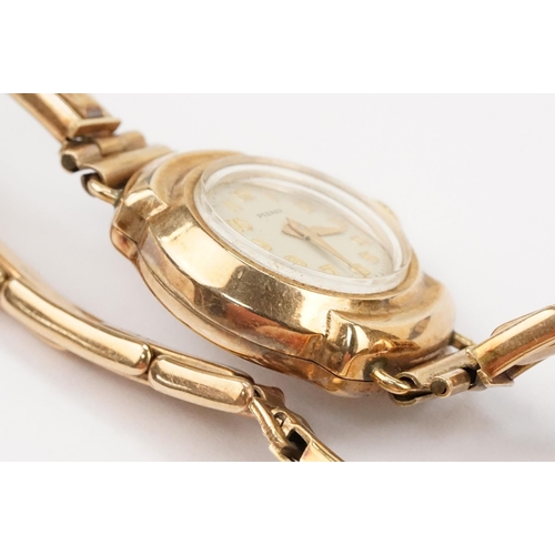 290 - Two vintage 9ct gold wrist watches to include a Peerex watch with round face and arabic numerals to ... 