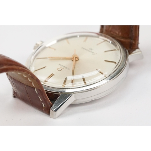 294 - Omega Seamaster 30 mid 20th Century vintage wrist watch. The watch having a silvered dial with gilt ... 