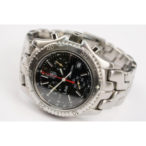 308 - Tag Heuer Link 200m wristwatch having a black face with three subsidiary dial, date aperture to four... 