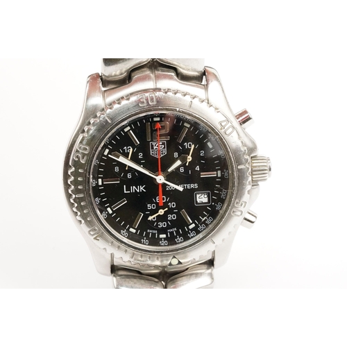 308 - Tag Heuer Link 200m wristwatch having a black face with three subsidiary dial, date aperture to four... 