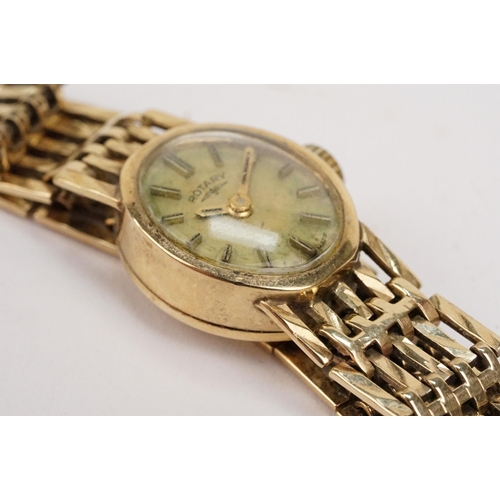 310 - 9ct gold Rotary wrist watch having an oval face with gate link bracelet. Hallmarked Birmingham 1978.... 