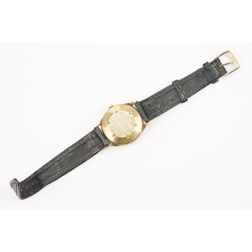 315 - Garrard 9ct gold mid Century wrist watch having a cream dial with arabic and baton markers to the ch... 