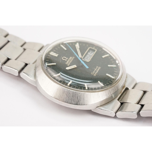 320 - Omega automatic geneve dynamic stainless steel wrist watch. The watch having a round black face with... 