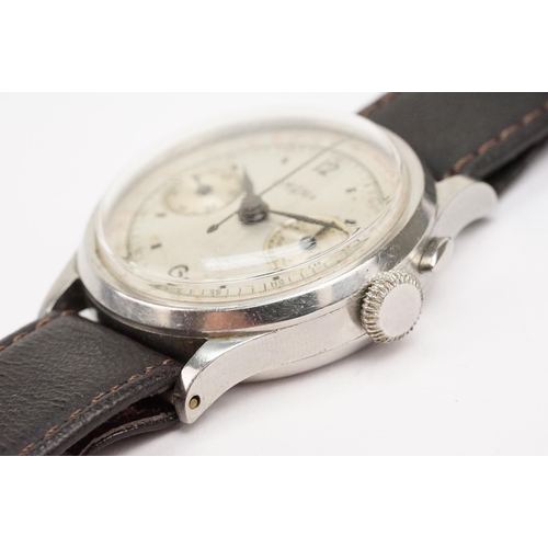 325 - 1930s Lemania wrist watch having a silvered dial with arabic and baton markers to the chapter ring, ... 