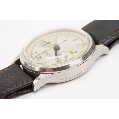 325 - 1930s Lemania wrist watch having a silvered dial with arabic and baton markers to the chapter ring, ... 