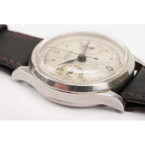 325 - 1930s Lemania wrist watch having a silvered dial with arabic and baton markers to the chapter ring, ... 