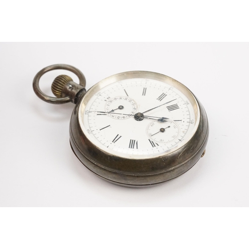 331 - 19th Century Victorian silver cased open face pocket watch. The watch having a white enamelled face ... 