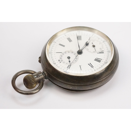 331 - 19th Century Victorian silver cased open face pocket watch. The watch having a white enamelled face ... 