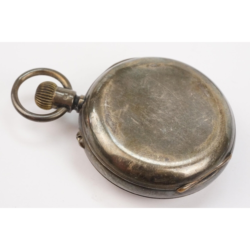 331 - 19th Century Victorian silver cased open face pocket watch. The watch having a white enamelled face ... 