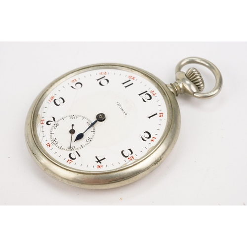 332 - Group of three pocket watches to include a full hunter gold plated pocket watch with a white enamell... 