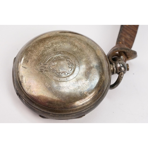 334 - Three silver open faced pocket watches with white enamelled faces. All London hallmarked to inner ca... 