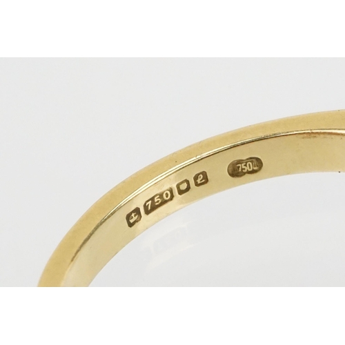 61 - 18ct gold and diamond half eternity ring. Hallmarked London 1985. Size J.5.