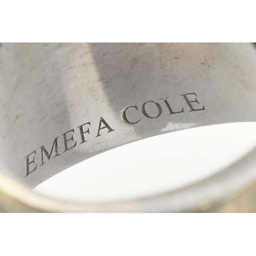 77 - Emefa Cole - ' Cliff ' ring. The ring made in oxidised sterling silver of large organic form. Hallma... 