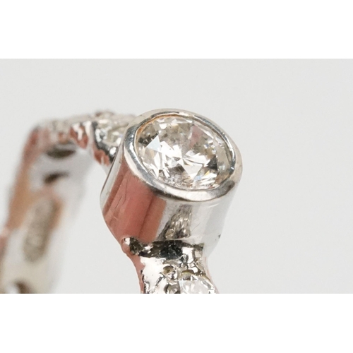 8 - Jane Watling 18ct white gold, diamond and ruby ring. The ring being bezel set with a round brilliant... 