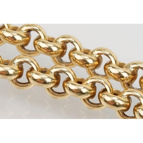 80 - 9ct gold belcher link chain bracelet with lobster clasp. Hallmarked to jump link. Measures 7.5 inche... 