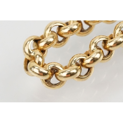 80 - 9ct gold belcher link chain bracelet with lobster clasp. Hallmarked to jump link. Measures 7.5 inche... 