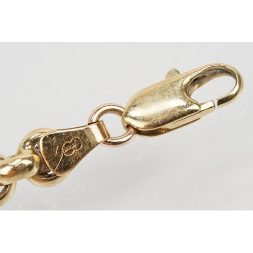 80 - 9ct gold belcher link chain bracelet with lobster clasp. Hallmarked to jump link. Measures 7.5 inche... 