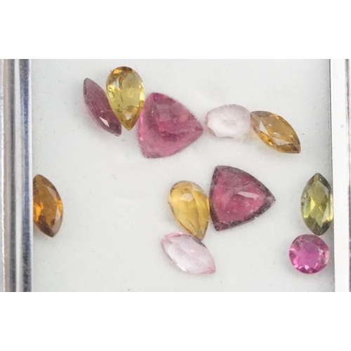 254 - Collection of assorted loose cut tourmaline gemstones to include pink, yellow and orange examples. A... 