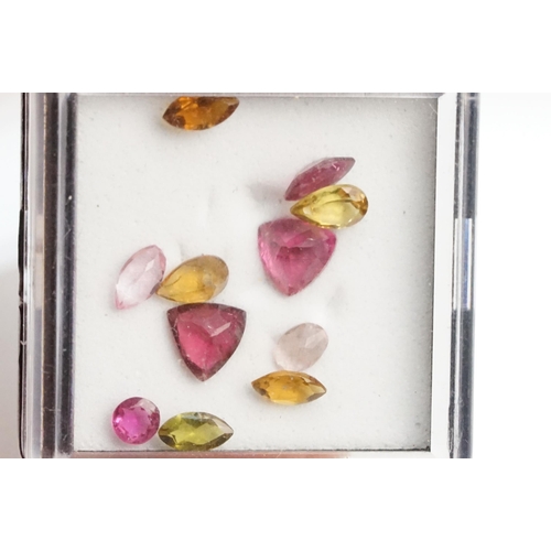 254 - Collection of assorted loose cut tourmaline gemstones to include pink, yellow and orange examples. A... 